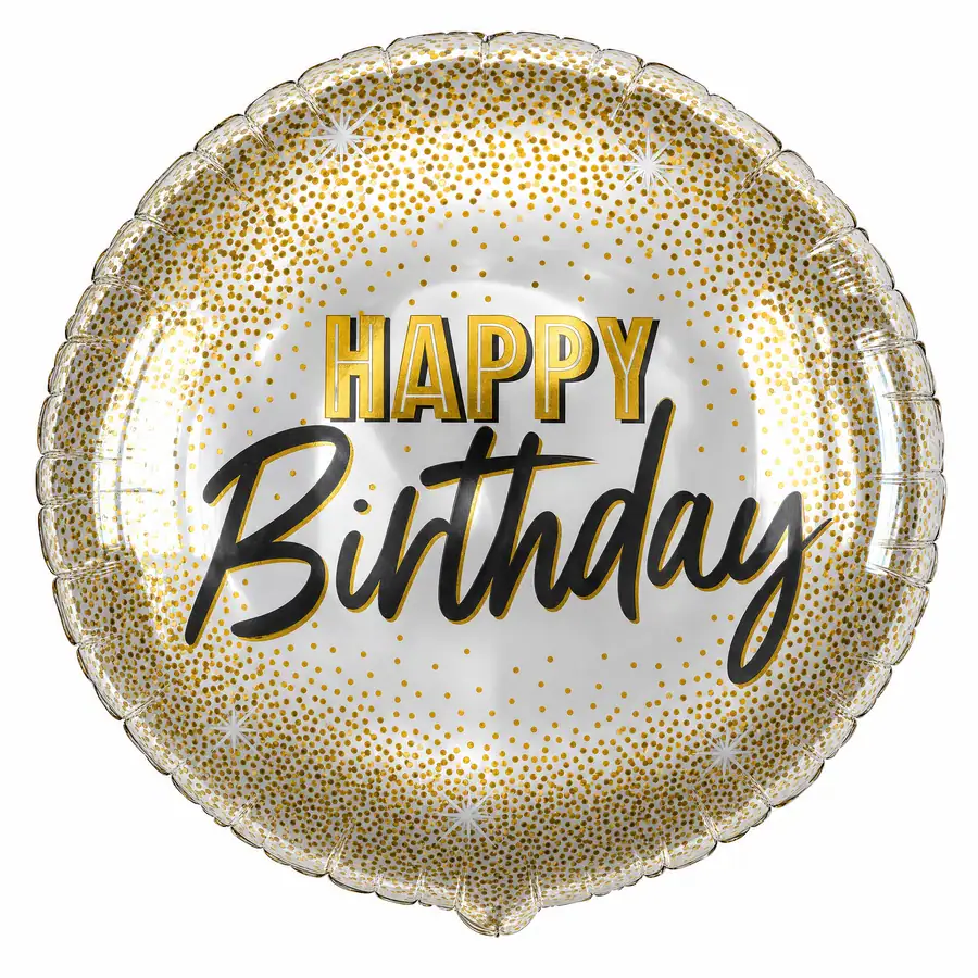 Happy Birthday Silver and Gold balloon