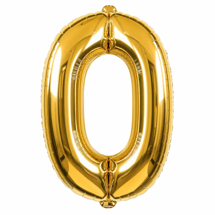 Gold Number 0 balloon
