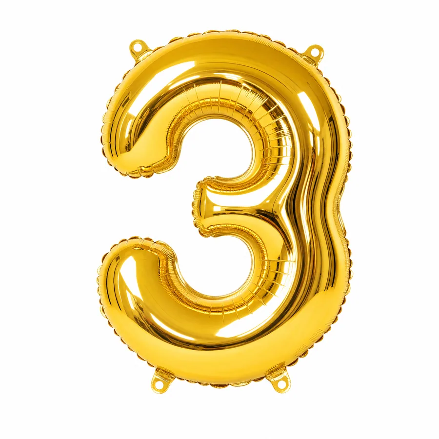 Gold Number 3 balloon