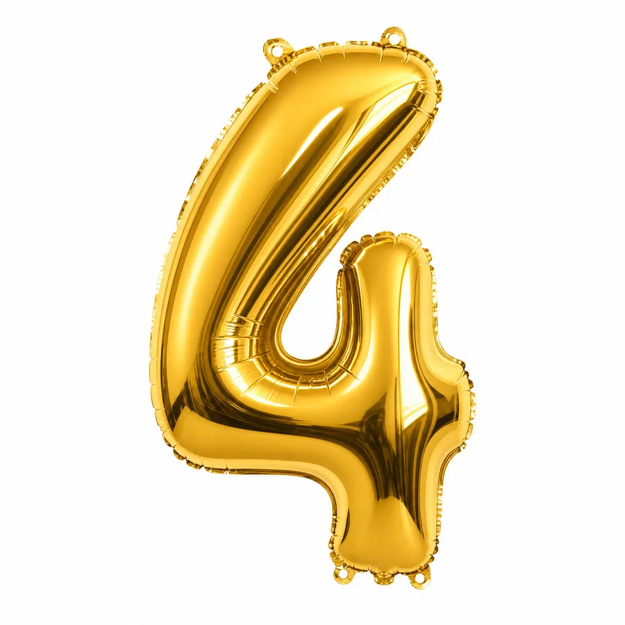 Gold Number 4 balloon