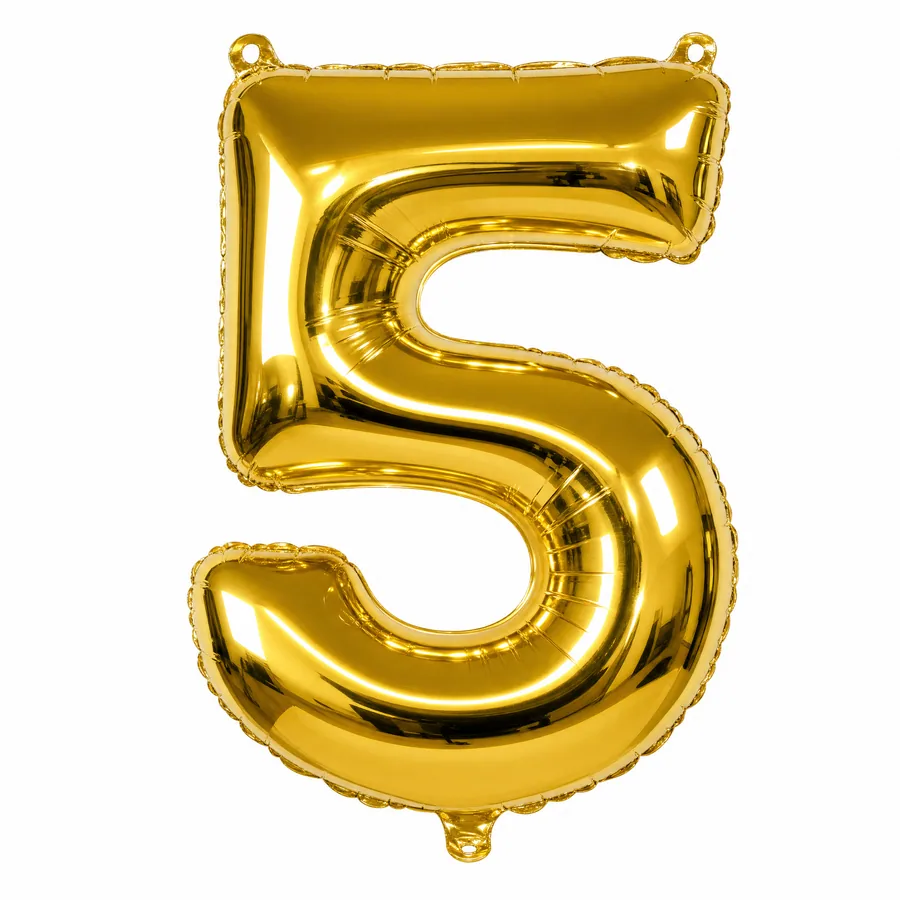 Gold Number 5 balloon