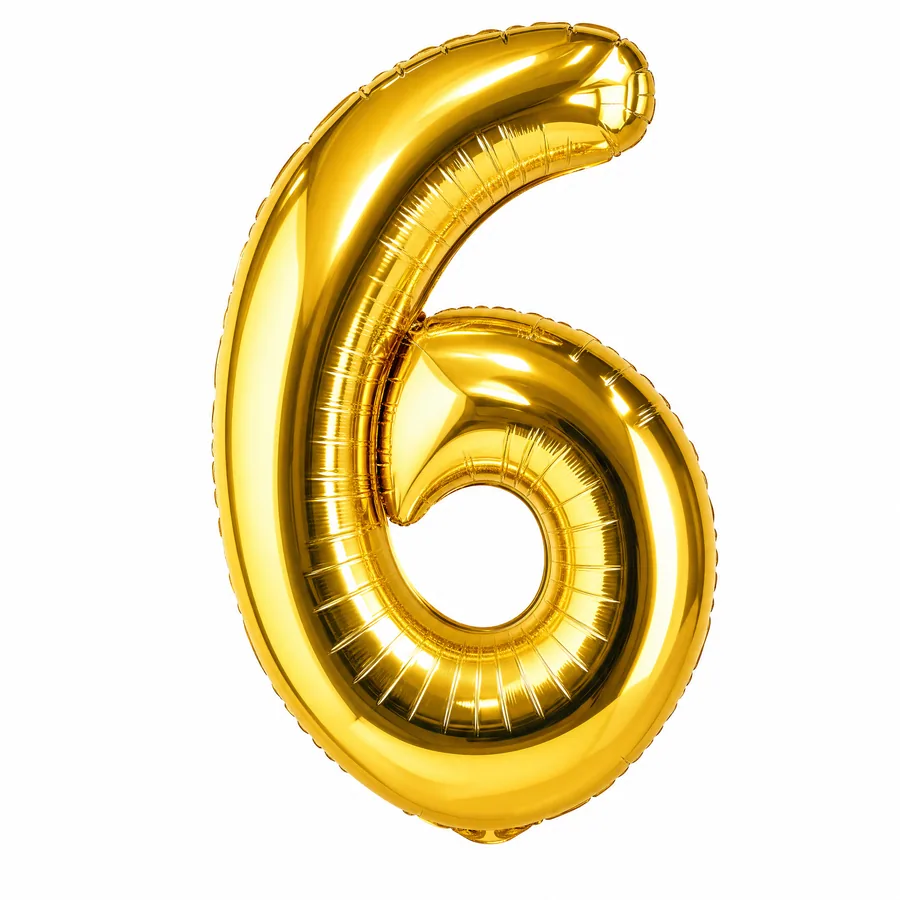 Gold Number 6 balloon