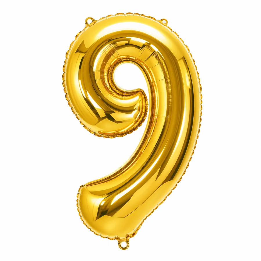 Gold Number 9 balloon